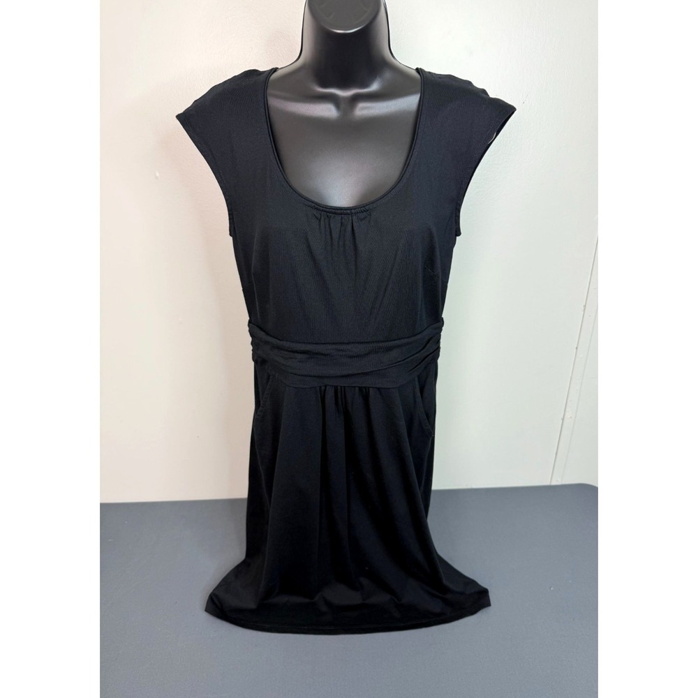Boden Jersey Dress  Size US 8 Pockets Black Sleeveless Pleated Waist Womens